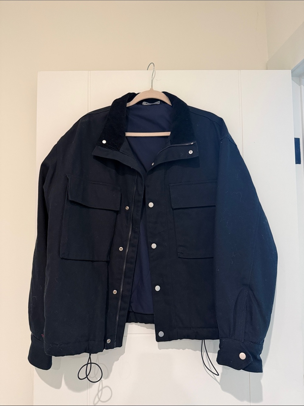 Zara Navy Field Jacket with Utility Pockets
